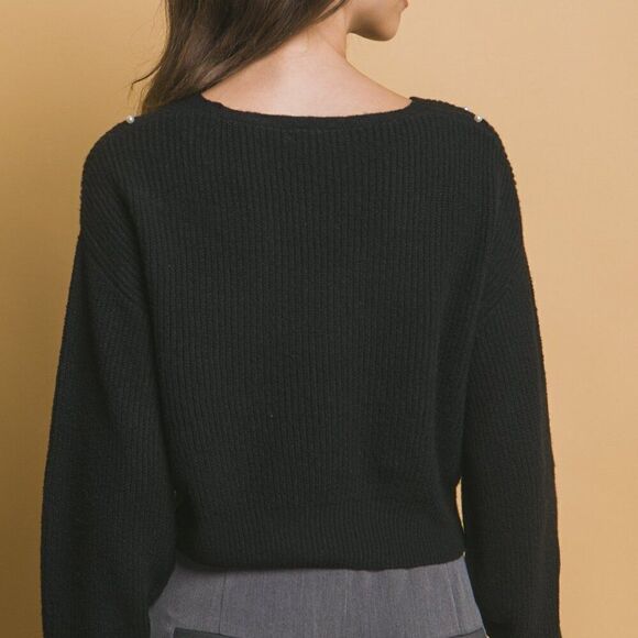 Black Fall Pearl Sweater - Picture 2 of 5